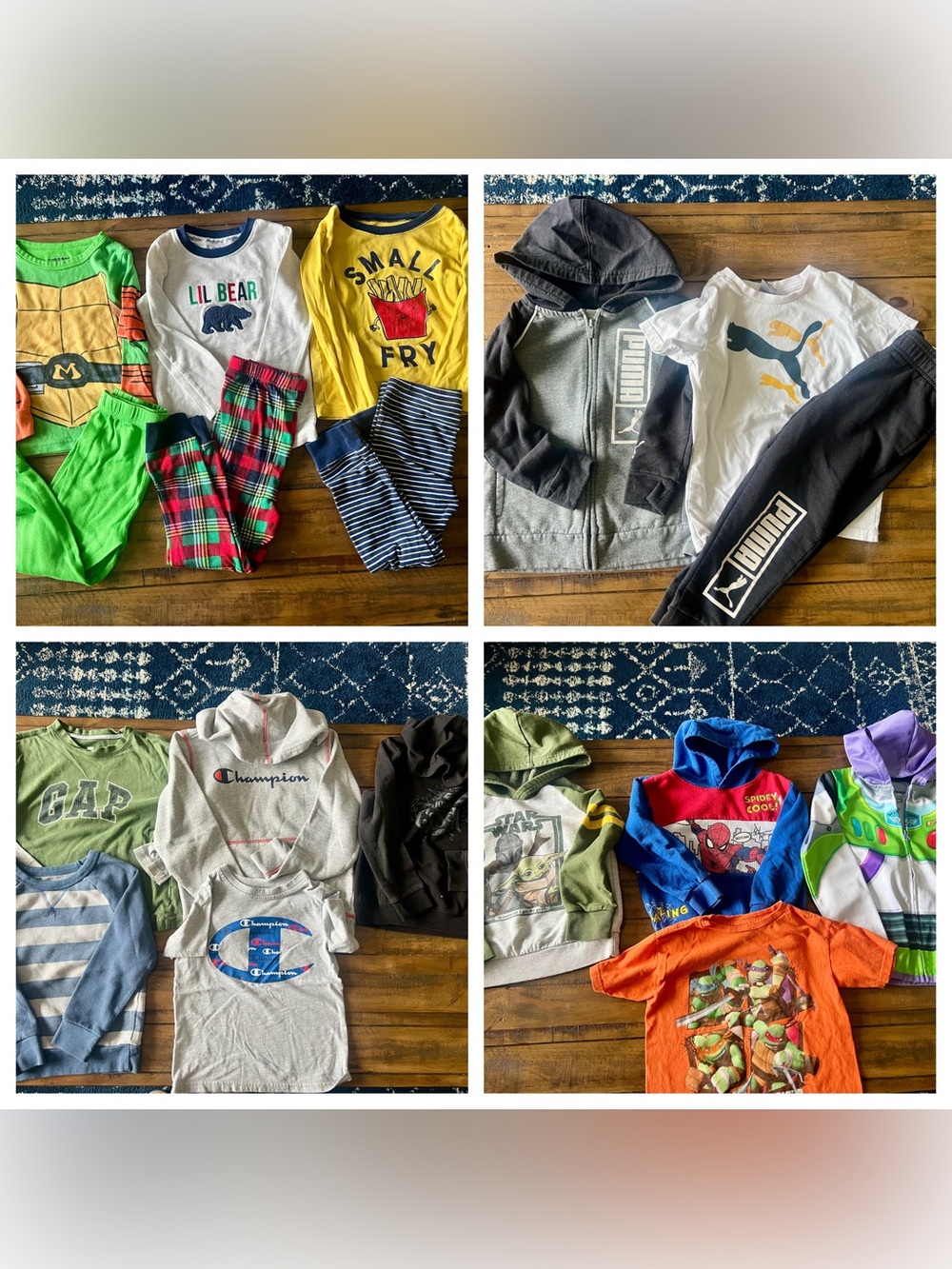 Mixed Kids PJs, Tops & Hoodies Bundle - Champion, Puma, GAP & More 4T-5, 18 pcs
